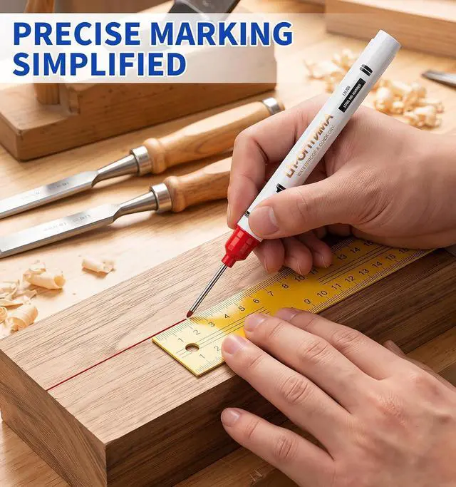 Alt view image 6 of 7 - 15 Pack 8 Colors Long Nib Marker Pens 20mm Extra Long Head | Deep Hole Markers Fine Tip Paint Markers, Quick-Dry Construction Marking Pen for Metal, Wood, Glass & More
