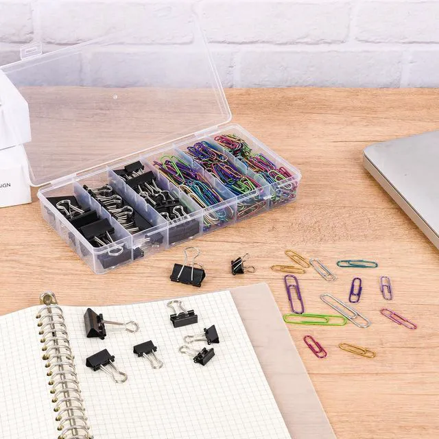 Alt view image 3 of 7 - Colored Paper Clips and Black Binder Clips for Office Home School Supplies | 405PCS,Assorted Sizes,Keeps Organized