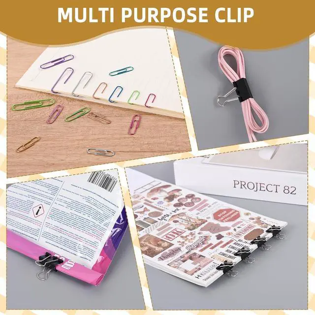 Alt view image 6 of 7 - Colored Paper Clips and Black Binder Clips for Office Home School Supplies | 405PCS,Assorted Sizes,Keeps Organized