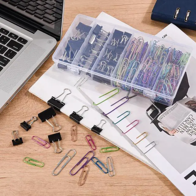 Alt view image 7 of 7 - Colored Paper Clips and Black Binder Clips for Office Home School Supplies | 405PCS,Assorted Sizes,Keeps Organized