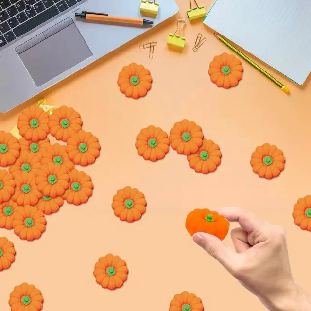 Alt view image 6 of 7 - 44 Pcs 3D Pumpkin Erasers Bulk, Fall Mini Erasers Novelty Pencil Eraser Stationery for Kids Students Halloween Fall Thanksgiving Party Favor Teacher Rewards Classroom