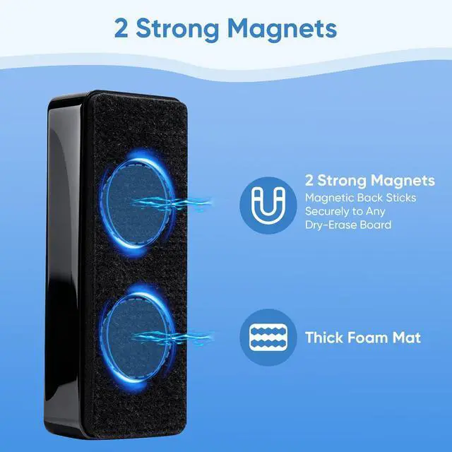 Alt view image 2 of 6 - VUSIGN Dry Erase Eraser, Magnetic White Board Eraser, 2 Pack | Magnetic Dry Erase Eraser, Whiteboard Eraser for Dry Erase Board, Calendar Board, Office, Home, School Supplies