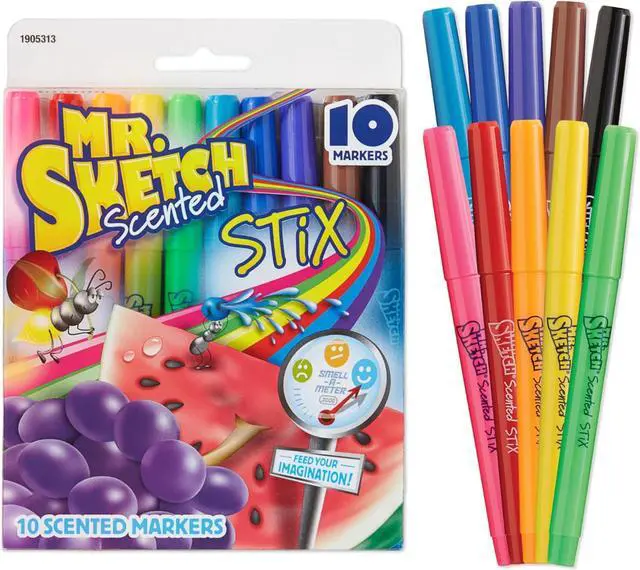 Main image of Mr. Sketch Scented Stix Markers, Fine Tip, 10 Count - Fun for Kids, Coloring, Spark Creativity, Arts & Crafts