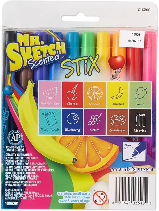 Alt view image 5 of 5 - Mr. Sketch Scented Stix Markers, Fine Tip, 10 Count - Fun for Kids, Coloring, Spark Creativity, Arts & Crafts