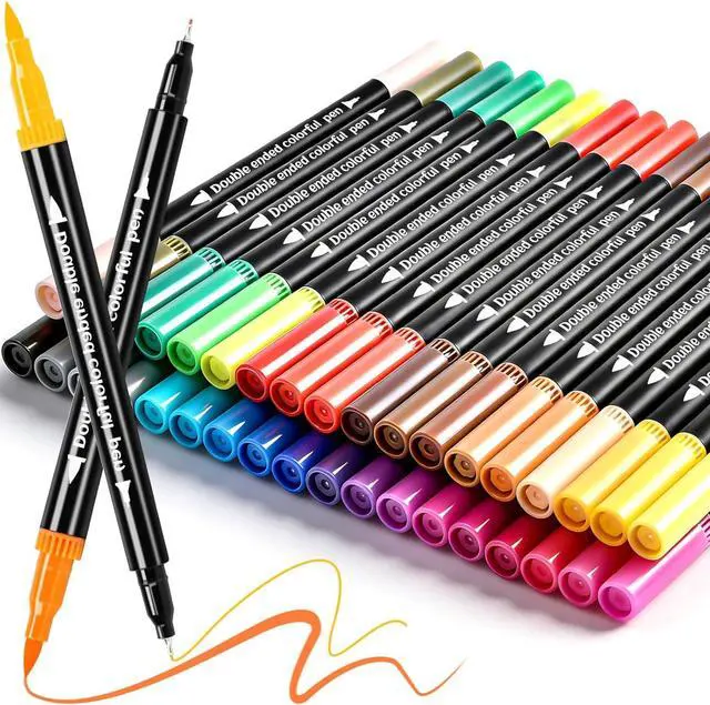 Main image of Coloring Markers, Dual Fine Tip And Brush Tip Markers Pens for Adult Coloring Book, 36 Colors Dual Marker Water-Based, Art Drawing Supplies Marker s Kit for Calligraphy, Illustrations, DIY Crafts