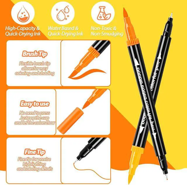 Alt view image 4 of 7 - Coloring Markers, Dual Fine Tip And Brush Tip Markers Pens for Adult Coloring Book, 36 Colors Dual Marker Water-Based, Art Drawing Supplies Marker s Kit for Calligraphy, Illustrations, DIY Crafts
