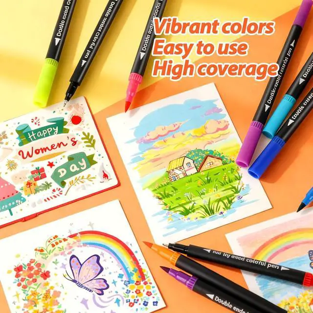 Alt view image 5 of 7 - Coloring Markers, Dual Fine Tip And Brush Tip Markers Pens for Adult Coloring Book, 36 Colors Dual Marker Water-Based, Art Drawing Supplies Marker s Kit for Calligraphy, Illustrations, DIY Crafts