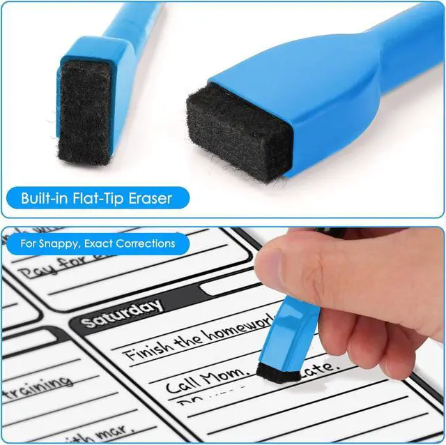 Alt view image 4 of 7 - maxtek Magnetic Whiteboard Markers - 12 Count Colorful Fine Tip Dry Erase Markers with Eraser for Kids, Low Odor Thin Markers for Calendar Boards