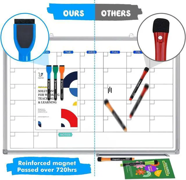 Alt view image 3 of 7 - maxtek Magnetic Whiteboard Markers - 12 Count Colorful Fine Tip Dry Erase Markers with Eraser for Kids, Low Odor Thin Markers for Calendar Boards