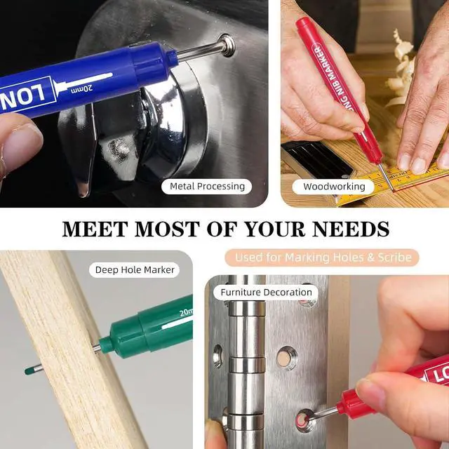 Alt view image 5 of 7 - 5 PCS Long Nib Marker Pens, 20mm Deep Hole Marker Pens | Quick Dry Waterproof Construction Markers, Long Head Markers for Metal, Steel, Tile, Glass, Carpenter Marking for Woodworking