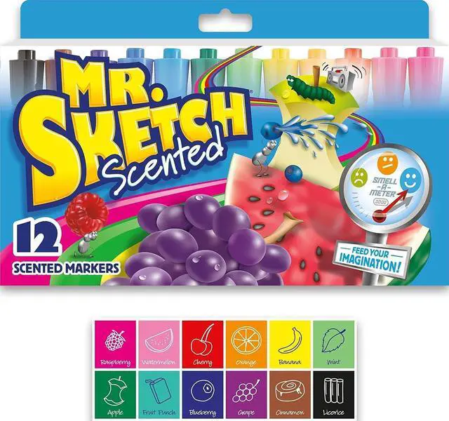Main image of Mr. Sketch Scented Markers, Chisel Tip, Assorted Colors, 12 Count - Fun for Kids, Coloring, Spark Creativity, Arts & Crafts