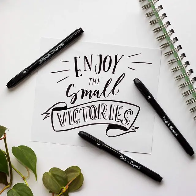 Alt view image 3 of 7 - Craft 'n' Beyond Calligraphy Brush Pens Pack of 3 Small, Medium and Large Markers for Hand Lettering, Art Drawing, Sketching, Scrapbooking, Writing, Journaling - Beginner Kit with Fadeproof Black Ink