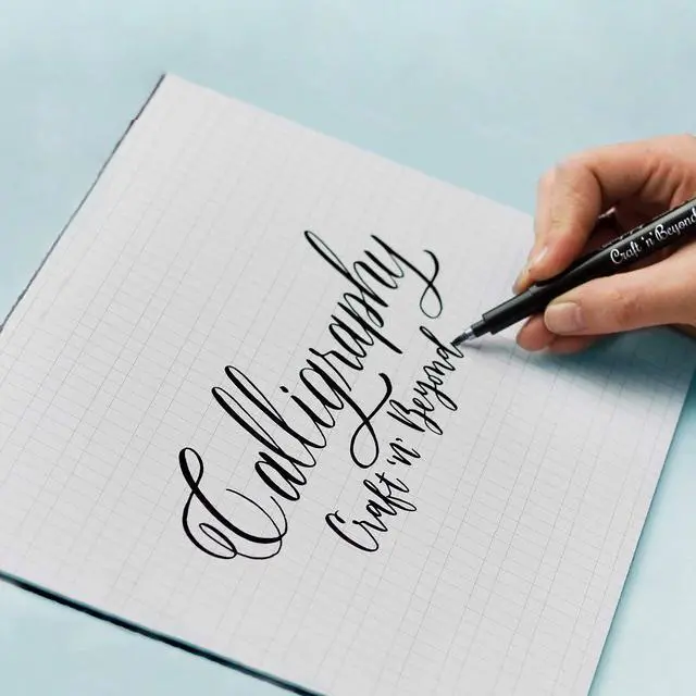 Alt view image 4 of 7 - Craft 'n' Beyond Calligraphy Brush Pens Pack of 3 Small, Medium and Large Markers for Hand Lettering, Art Drawing, Sketching, Scrapbooking, Writing, Journaling - Beginner Kit with Fadeproof Black Ink