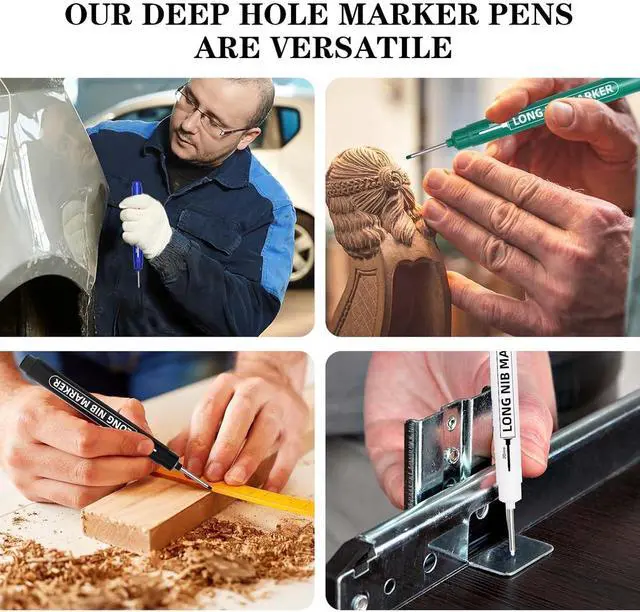 Alt view image 7 of 7 - 5 PCS Long Nib Marker Pens, 20mm Deep Hole Marker Pens | Quick Dry Waterproof Construction Markers, Long Head Markers for Metal, Steel, Tile, Glass, Carpenter Marking for Woodworking