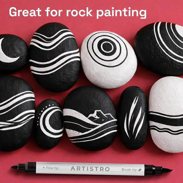 Alt view image 7 of 7 - ARTISTRO 5 Black Dual-Tip Acrylic Paint Marker Pens for Drawing | For Fabric, Rock, Glass, Wood, & Molds, Arts & Crafts Gift for Adults, Teens, & Kids, Classroom Must Haves & School Supplies