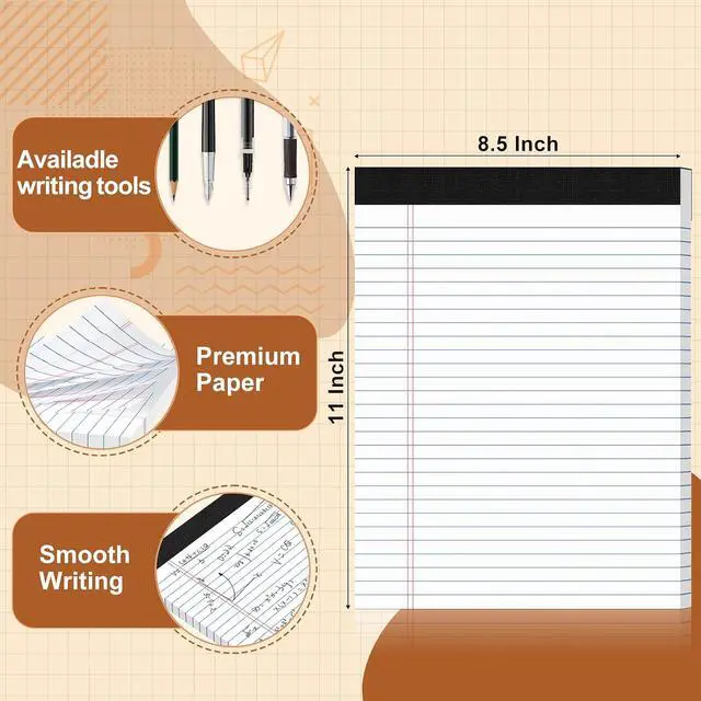 Alt view image 3 of 6 - Legal Pads 8.5 X11, Narrow Ruled Notepads, 2 Pack, 50 Sheet/Pad | White Legal Pads, Tear Off Notepad, Perforated Writing Pad, Notebook Paper College Ruled, Notepads For Office Home School