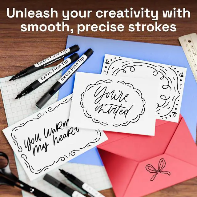 Alt view image 2 of 7 - ARTISTRO Black Paint Pens - Extra-Fine Tips - Set of 5 | Acrylic Paint Markers, Water-Based, For Rock, Glass, Ceramic, Wood, Tire, Fabric, Metal, Canvas, Marking, Painting