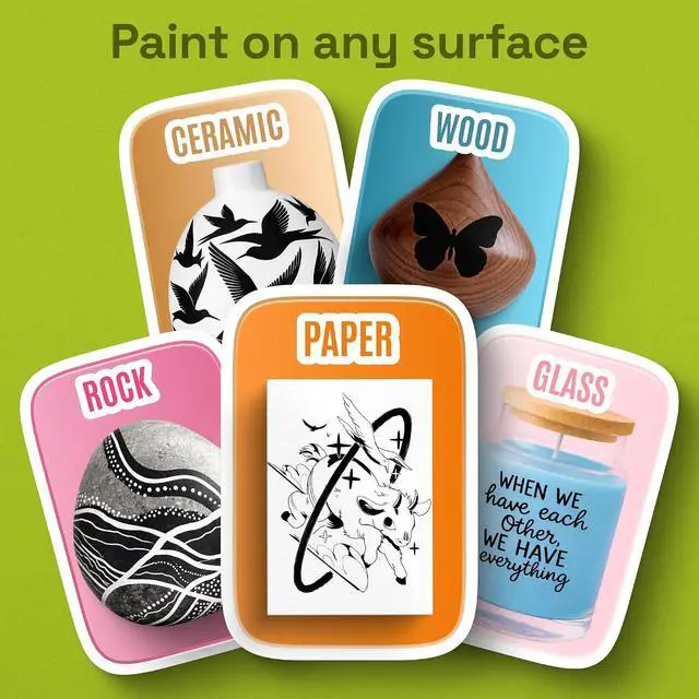 Alt view image 3 of 7 - ARTISTRO Black Paint Pens - Extra-Fine Tips - Set of 5 | Acrylic Paint Markers, Water-Based, For Rock, Glass, Ceramic, Wood, Tire, Fabric, Metal, Canvas, Marking, Painting