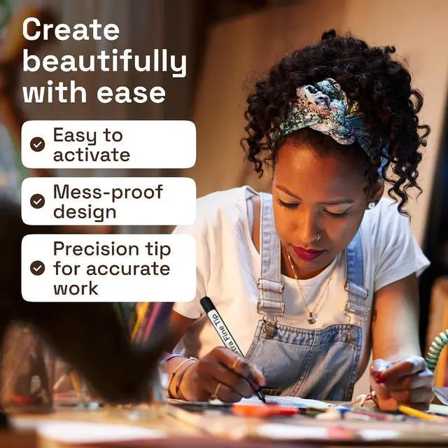 Alt view image 5 of 7 - ARTISTRO Black Paint Pens - Extra-Fine Tips - Set of 5 | Acrylic Paint Markers, Water-Based, For Rock, Glass, Ceramic, Wood, Tire, Fabric, Metal, Canvas, Marking, Painting