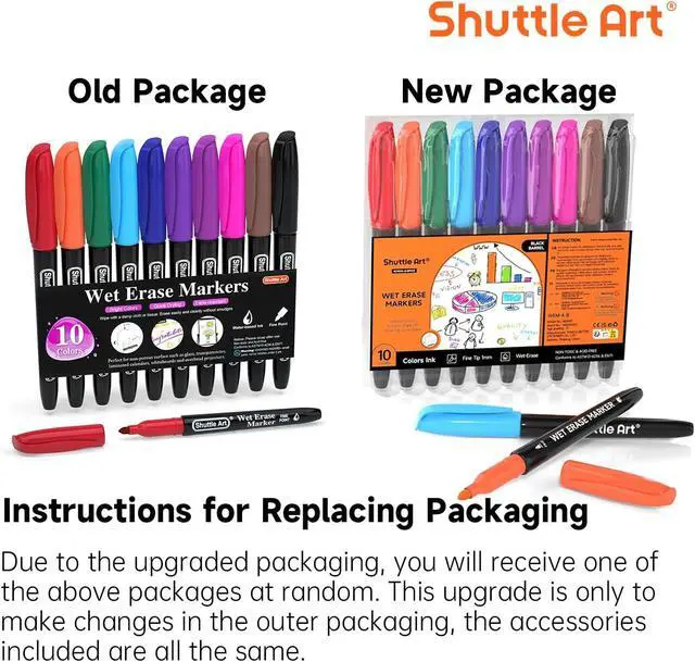 Alt view image 2 of 7 - Shuttle Art Wet Erase Markers 10 Colors 1mm Fine Tip Smudge-Free Markers | Perfect for Laminated Sheets, Whiteboards, Glass, Wipe Clean with Damp Cloth for Long-Lasting Markings Low-Odor Non-Toxic