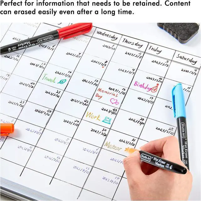 Alt view image 7 of 7 - Shuttle Art Wet Erase Markers 10 Colors 1mm Fine Tip Smudge-Free Markers | Perfect for Laminated Sheets, Whiteboards, Glass, Wipe Clean with Damp Cloth for Long-Lasting Markings Low-Odor Non-Toxic