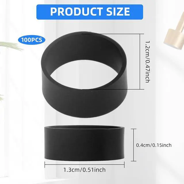Alt view image 2 of 6 - 100 PCS Silicone Rubber Bands, 0.5 Inch Small Black Elastic Rubber Bands Strong Rubberbands, Heavy Duty Non-slip Silicone Band for Wire Cord Cable Management Home Office School Organization