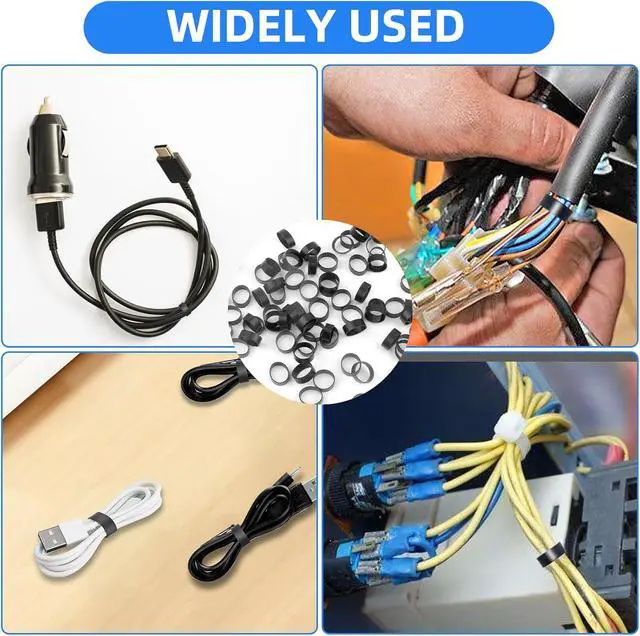 Alt view image 6 of 6 - 100 PCS Silicone Rubber Bands, 0.5 Inch Small Black Elastic Rubber Bands Strong Rubberbands, Heavy Duty Non-slip Silicone Band for Wire Cord Cable Management Home Office School Organization