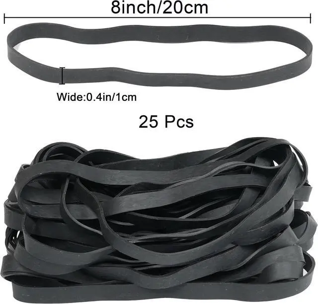 Alt view image 2 of 7 - Rubber Bands Large Black 30Pcs 8inch Elastic Bands Wide 5mm Rubbers Band,for Trash Cans Office Supplies Folders Cat Litter Box (200mm x 10mm)