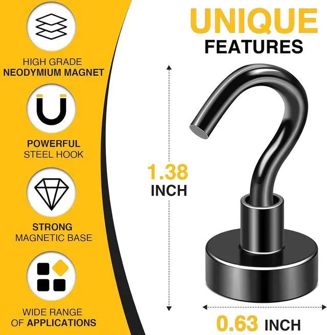 Alt view image 2 of 7 - DIYMAG Magnetic Hooks, Strong Magents 10 Pack 30lbs for Cuise Cabins Black | 2026 Ship Essentials Heavy Duty Strong Refrigerator Fridge Magnets for Classroom Kitchen Grills Beach Vacation Home Hanging