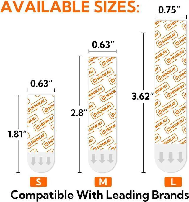 Alt view image 5 of 7 - hookay Upgrade Small Adhesive Strips for Damage-Free Hanging, Removable Wall Hooks Strips, No Tools Indoor Adhesive Strips for Small Decor & Living Spaces, 64 White Strips