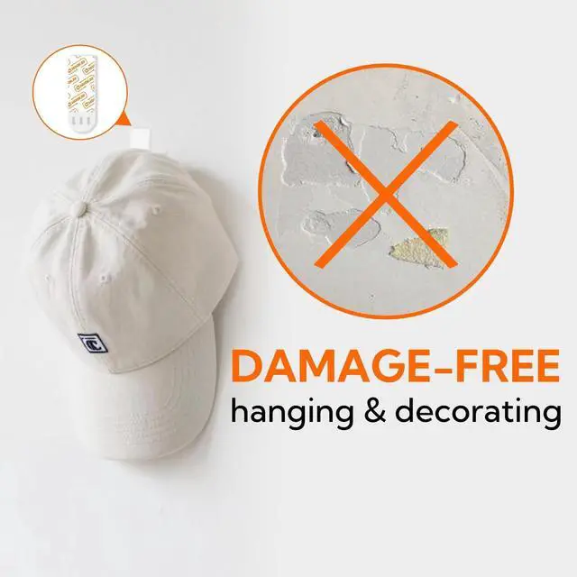 Alt view image 6 of 7 - hookay Upgrade Small Adhesive Strips for Damage-Free Hanging, Removable Wall Hooks Strips, No Tools Indoor Adhesive Strips for Small Decor & Living Spaces, 64 White Strips