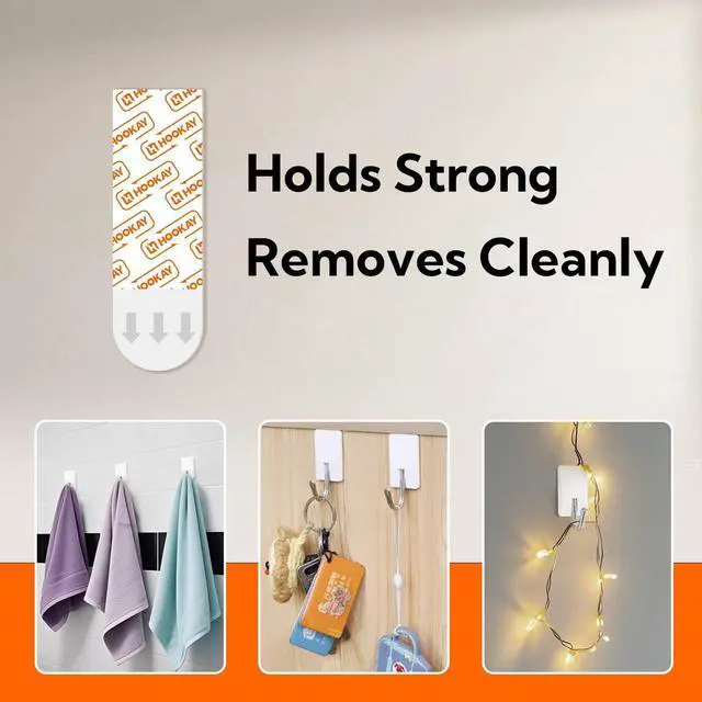 Alt view image 7 of 7 - hookay Upgrade Small Adhesive Strips for Damage-Free Hanging, Removable Wall Hooks Strips, No Tools Indoor Adhesive Strips for Small Decor & Living Spaces, 64 White Strips