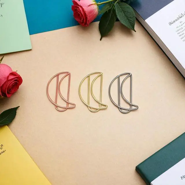 Alt view image 3 of 6 - Cute Decorative Moon Paper Clips 30 Pcs for Office Supplies | Moon desk accessories for organizing notebooks, planners and documents at school, office or home