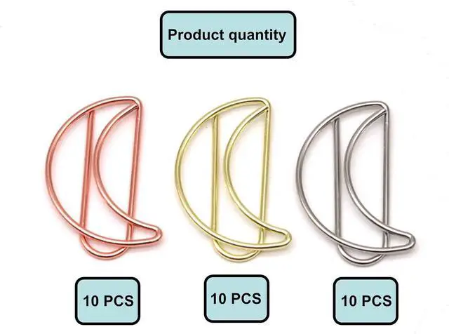 Alt view image 4 of 6 - Cute Decorative Moon Paper Clips 30 Pcs for Office Supplies | Moon desk accessories for organizing notebooks, planners and documents at school, office or home