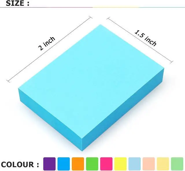 Alt view image 3 of 7 - Sticky Notes 1.5x2 Inch, Self-Adhesive 30 Pads, 10 Bright Multi Colors | 60 Sheets/Pad, Perfect for offices, schools, and home.