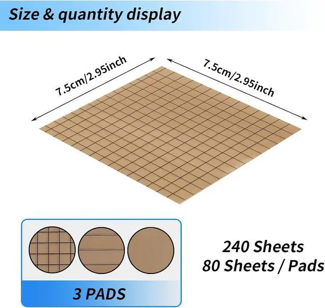 Alt view image 2 of 7 - 3 Pack Aesthetic Sticky Notes 3 x 3 Inches with Lines Grids, 80 Sheets/Pad, Brown