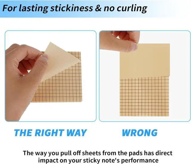 Alt view image 5 of 7 - 3 Pack Aesthetic Sticky Notes 3 x 3 Inches with Lines Grids, 80 Sheets/Pad, Brown