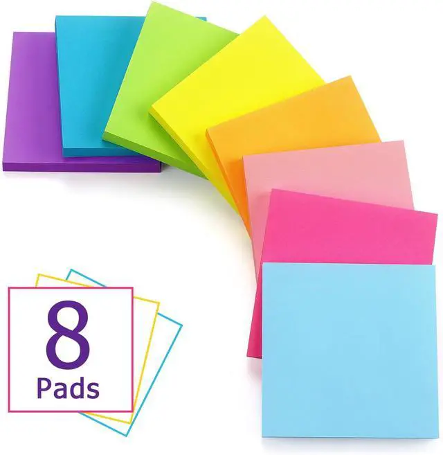 Alt view image 2 of 7 - Pop Up Sticky Notes 3x3, Self-Adhesive, 8 Pads, 80 Sheets, 8 Bright Colors | Perfect for Offices, Schools, Home, Planners, and Daily Reminders