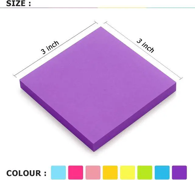 Alt view image 3 of 7 - Pop Up Sticky Notes 3x3, Self-Adhesive, 8 Pads, 80 Sheets, 8 Bright Colors | Perfect for Offices, Schools, Home, Planners, and Daily Reminders