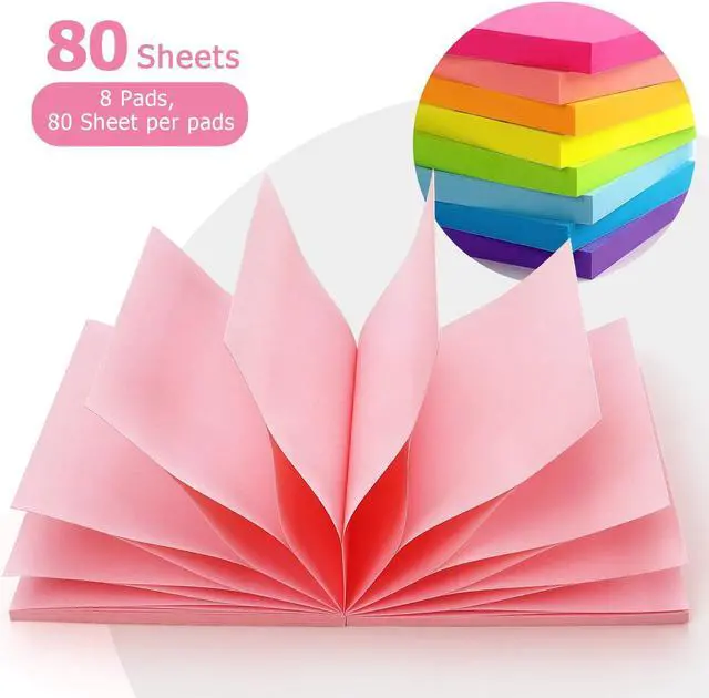 Alt view image 4 of 7 - Pop Up Sticky Notes 3x3, Self-Adhesive, 8 Pads, 80 Sheets, 8 Bright Colors | Perfect for Offices, Schools, Home, Planners, and Daily Reminders