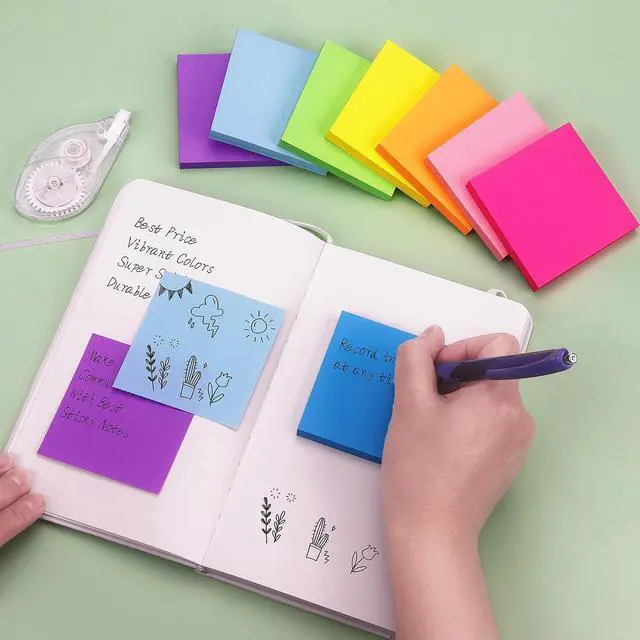 Alt view image 7 of 7 - Pop Up Sticky Notes 3x3, Self-Adhesive, 8 Pads, 80 Sheets, 8 Bright Colors | Perfect for Offices, Schools, Home, Planners, and Daily Reminders