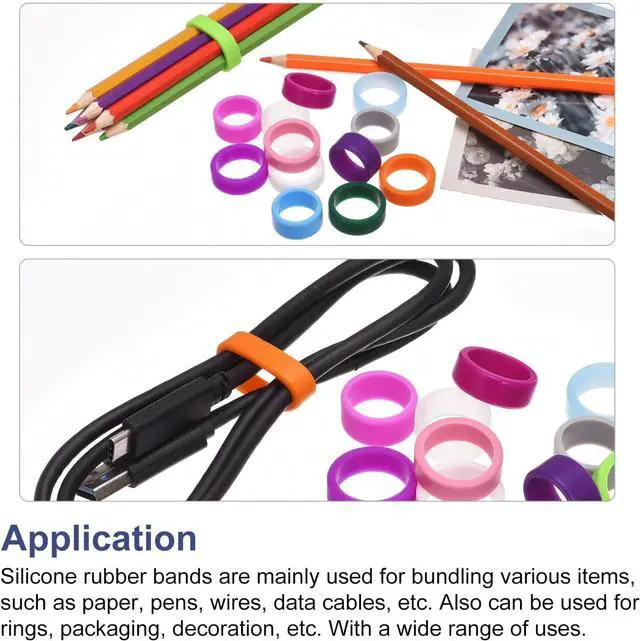 Alt view image 5 of 5 - MECCANIXITY Silicone Rubber Bands Rings Non-slip 1" Grey for Wrapping Paper, Cord Wraps, Bundle 5pcs