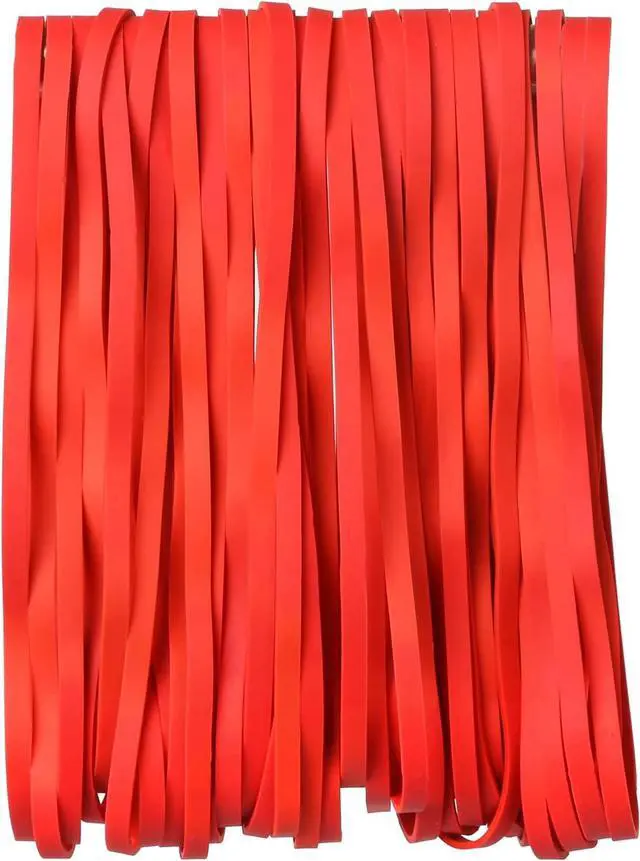 Main image of AMUU Rubber Bands 50 Pcs 8in Big Wide Large Rubber Band for Trash Cans | Elastic Rubber Bands for Office Supplies File Folders Box Books gifts Notebook Red