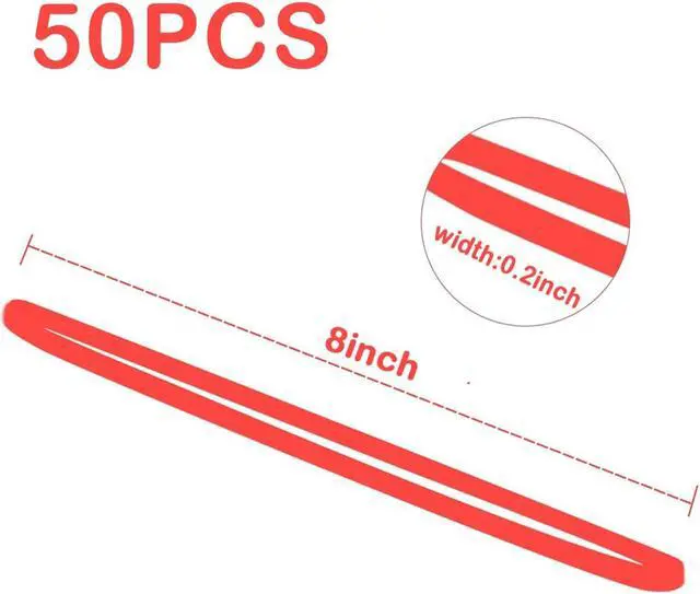 Alt view image 2 of 6 - AMUU Rubber Bands 50 Pcs 8in Big Wide Large Rubber Band for Trash Cans | Elastic Rubber Bands for Office Supplies File Folders Box Books gifts Notebook Red