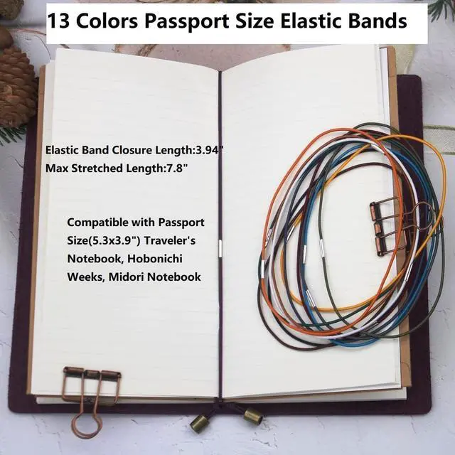 Alt view image 6 of 7 - 13 Colors Passport Size Elastic Bands for Travelers Notebook Accessories, Travel Journal Book Closure Bands for Traveler's Notebook Connecting Reffils Inserts
