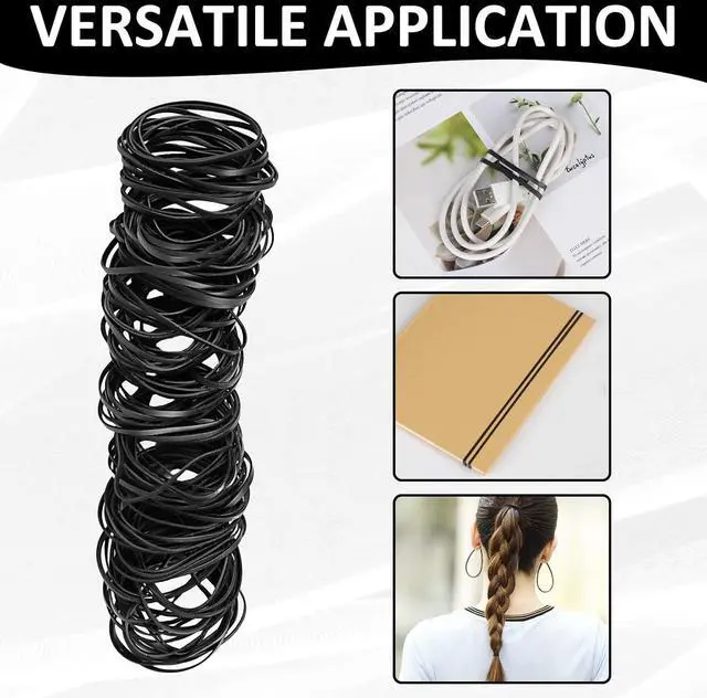 Alt view image 6 of 7 - KJAHLAL 150 Pcs Black Rubber Band, Colorful Rubber Bands Size 33, Strong Elastic Band Loop Office Supplies, Suitable for Office School Home