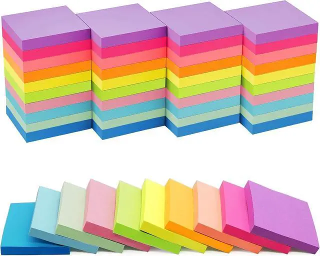 Main image of (40 Pads) Sticky Notes 1.5x2, 10 Bight Colors Mini Self-Stick Note Pads | Small Sticky Notes, Strong Adhesive, Clean Removal, Easy to Post for School, Home, Office