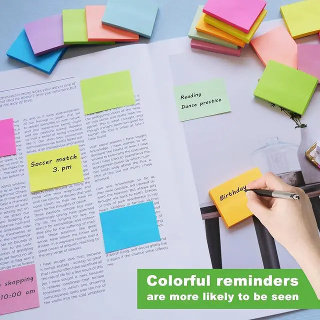 Alt view image 5 of 5 - (40 Pads) Sticky Notes 1.5x2, 10 Bight Colors Mini Self-Stick Note Pads | Small Sticky Notes, Strong Adhesive, Clean Removal, Easy to Post for School, Home, Office