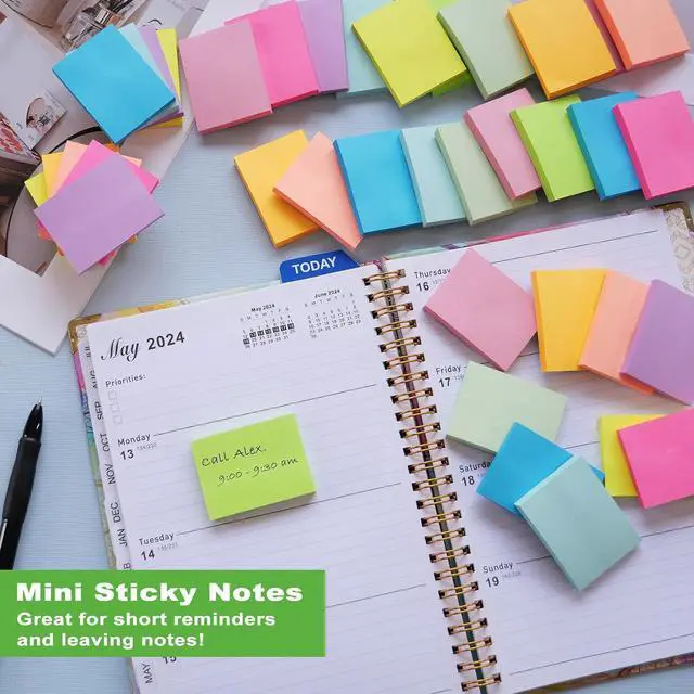 Alt view image 4 of 5 - (40 Pads) Sticky Notes 1.5x2, 10 Bight Colors Mini Self-Stick Note Pads | Small Sticky Notes, Strong Adhesive, Clean Removal, Easy to Post for School, Home, Office
