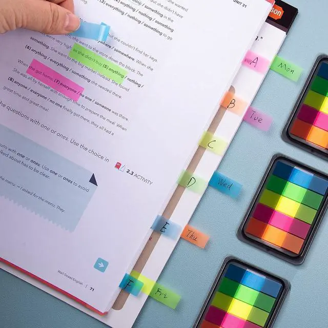 Alt view image 7 of 7 - Golcellia 300 Pcs Transparent Sticky Tabs, Pop Up Page Markers for Books | Writable repositionable page markers for books, notebooks, planners, files, Bible study and back to school supplies